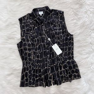 Armani Collezioni Black and Cream Sleeveless Blouse